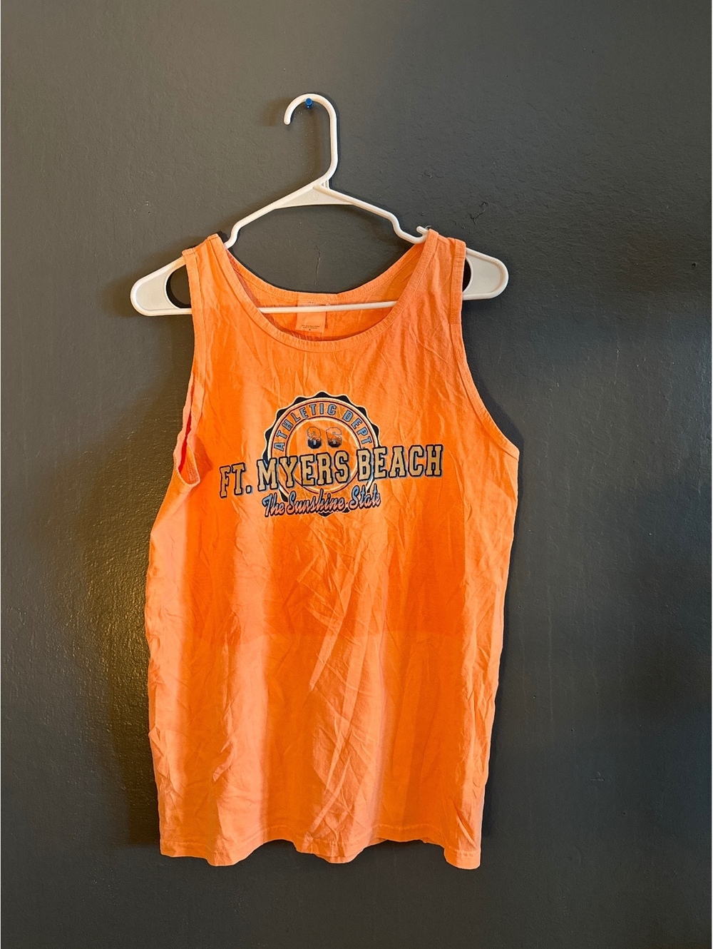 Orange Ft. Myers Beach Athletic Dept Sleeveless Tank Top